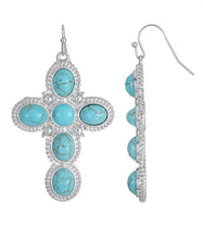 Load image into Gallery viewer, Turquoise Cross Earrings