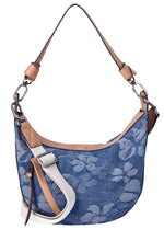 Load image into Gallery viewer, Time and Tru Women's Selena Hobo Crossbody Bag, Floral Denim