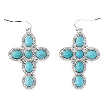 Load image into Gallery viewer, Turquoise Cross Earrings