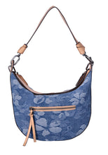 Load image into Gallery viewer, Time and Tru Women&#39;s Selena Hobo Crossbody Bag, Floral Denim
