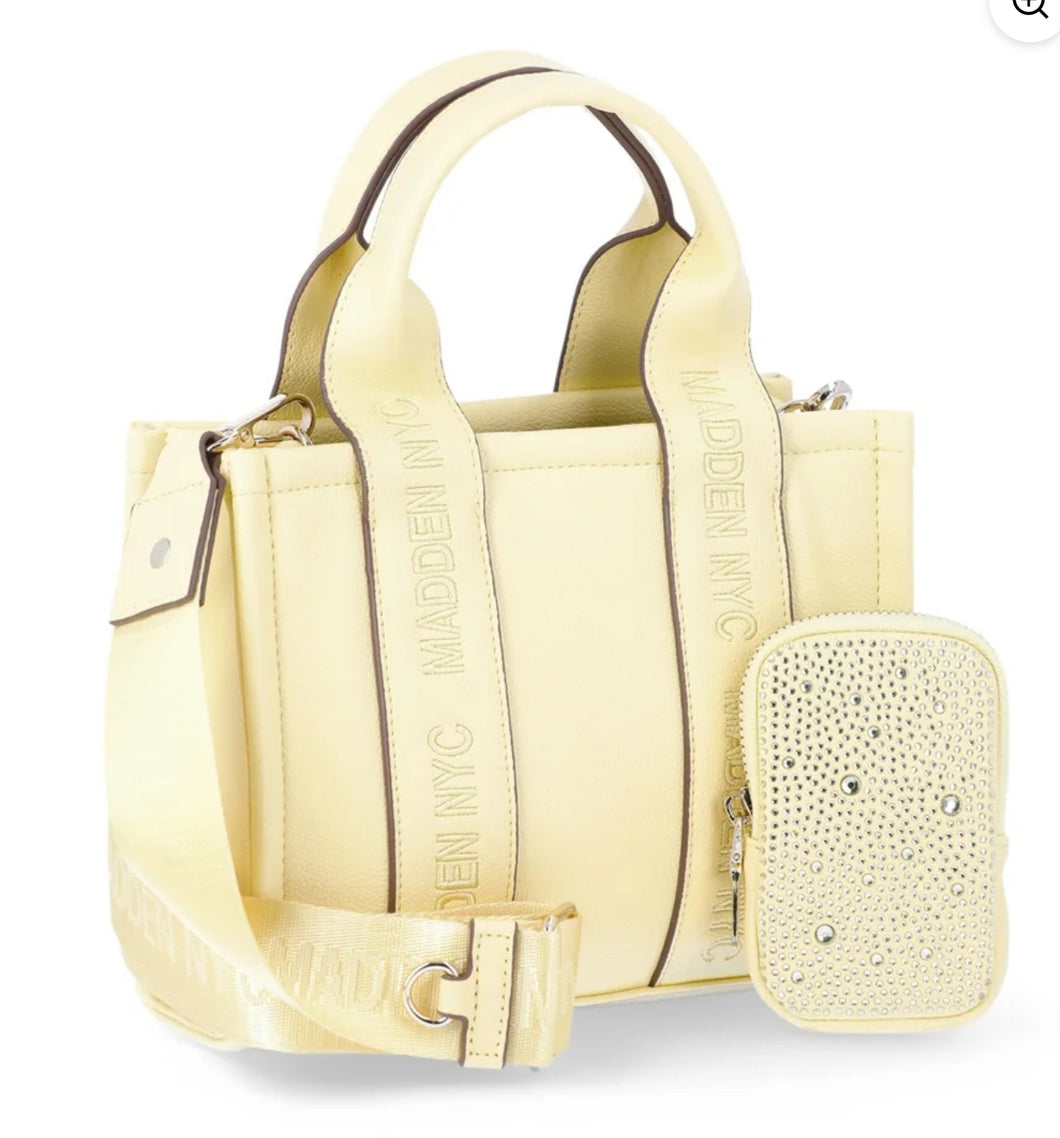 Madden NYC Women's Double Handle Tote Handbag, Butter Yellow