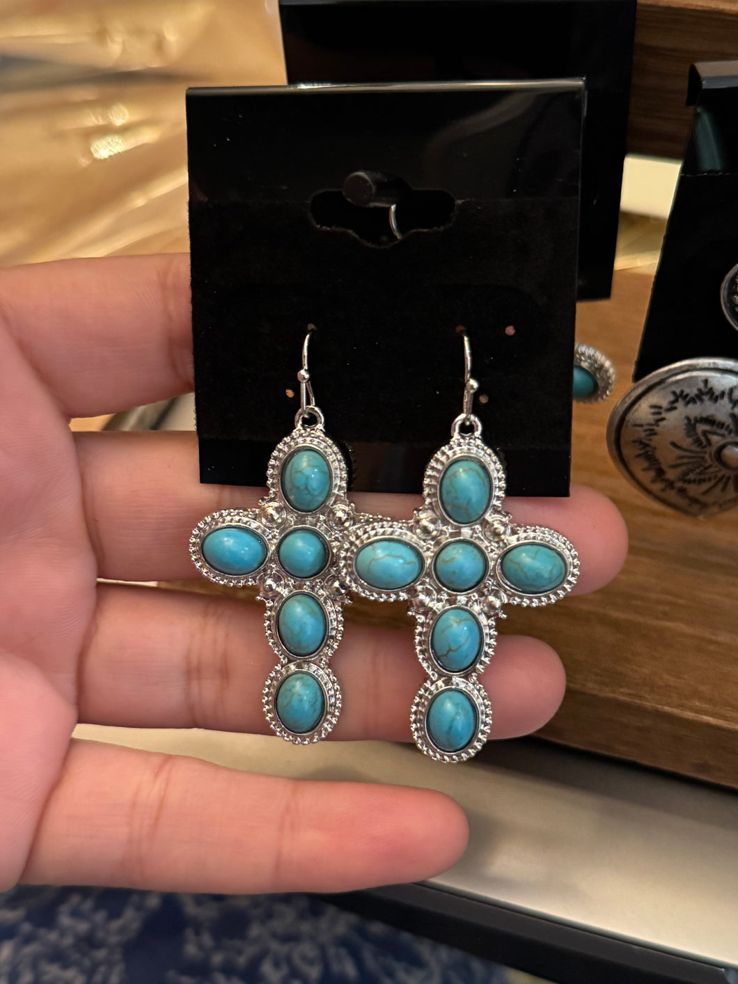 Turquoise Cross Earrings