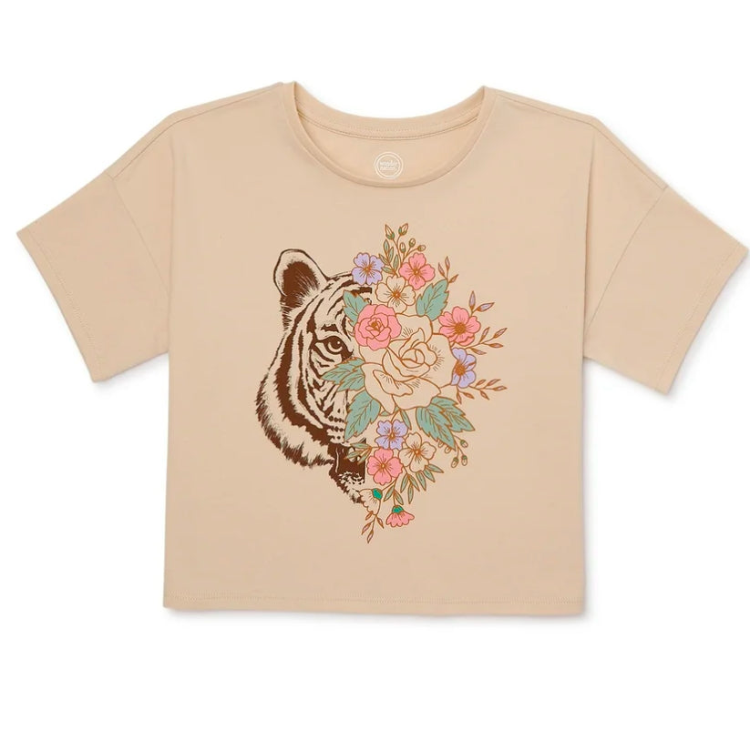 Wonder Nation Girls Cropped, Short Sleeve, Graphic T-Shirt