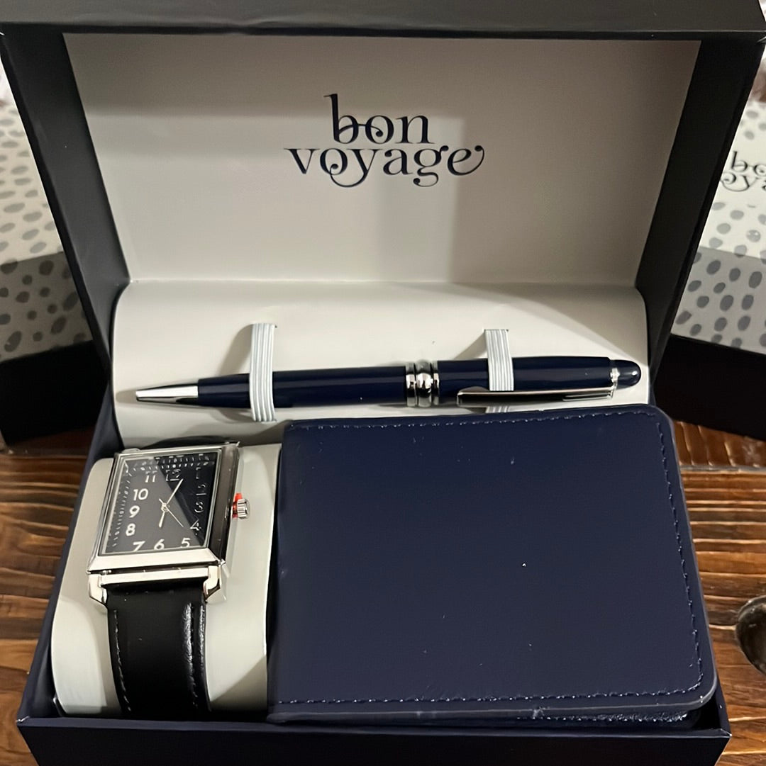 Bon Voyage Men s Gift Set Watch Pen and Wallet iSpy Boutique