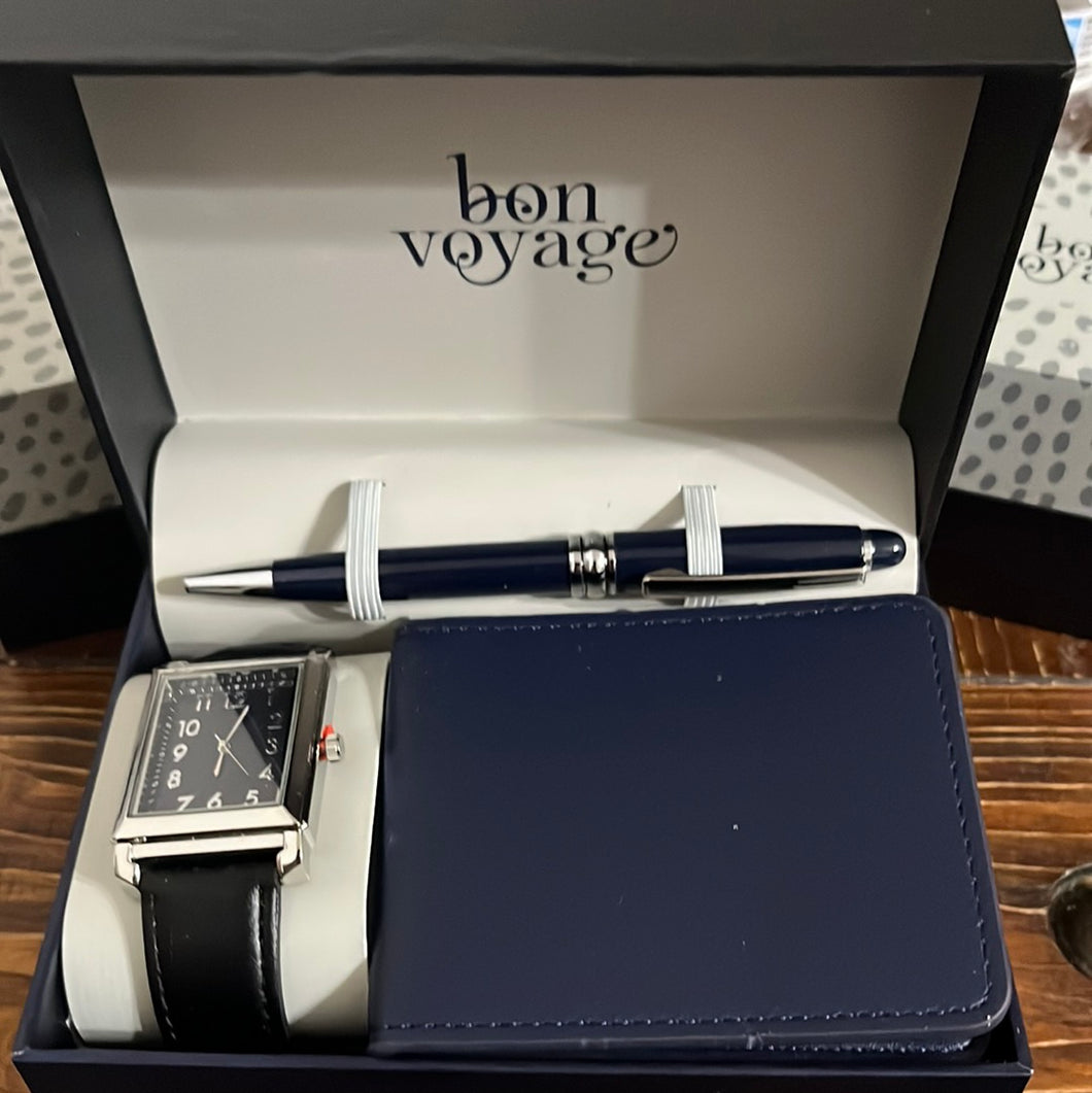 Bon Voyage Men's Gift Set – Watch, Pen, and Wallet
