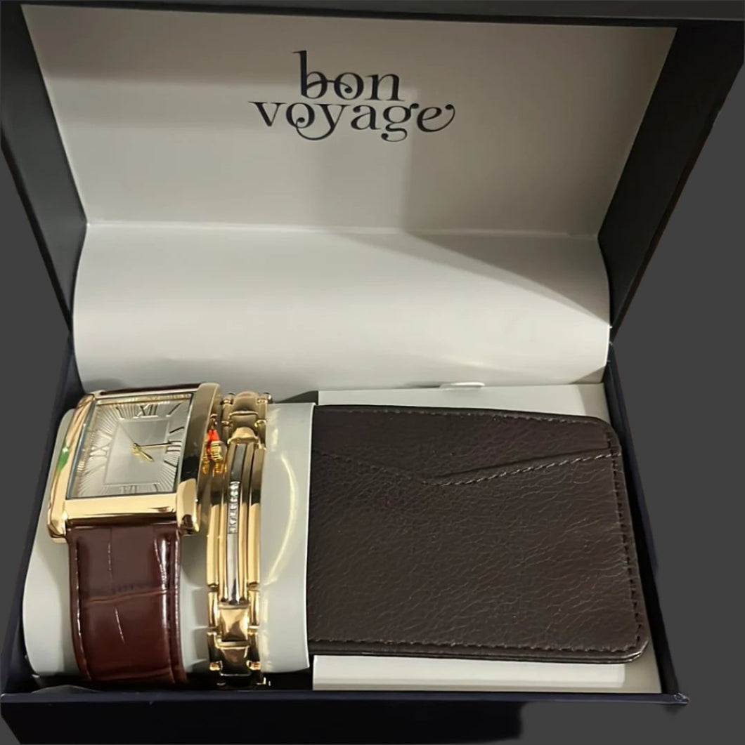 Bon Voyage Men's Gift Set – Watch, Pen, and Wallet