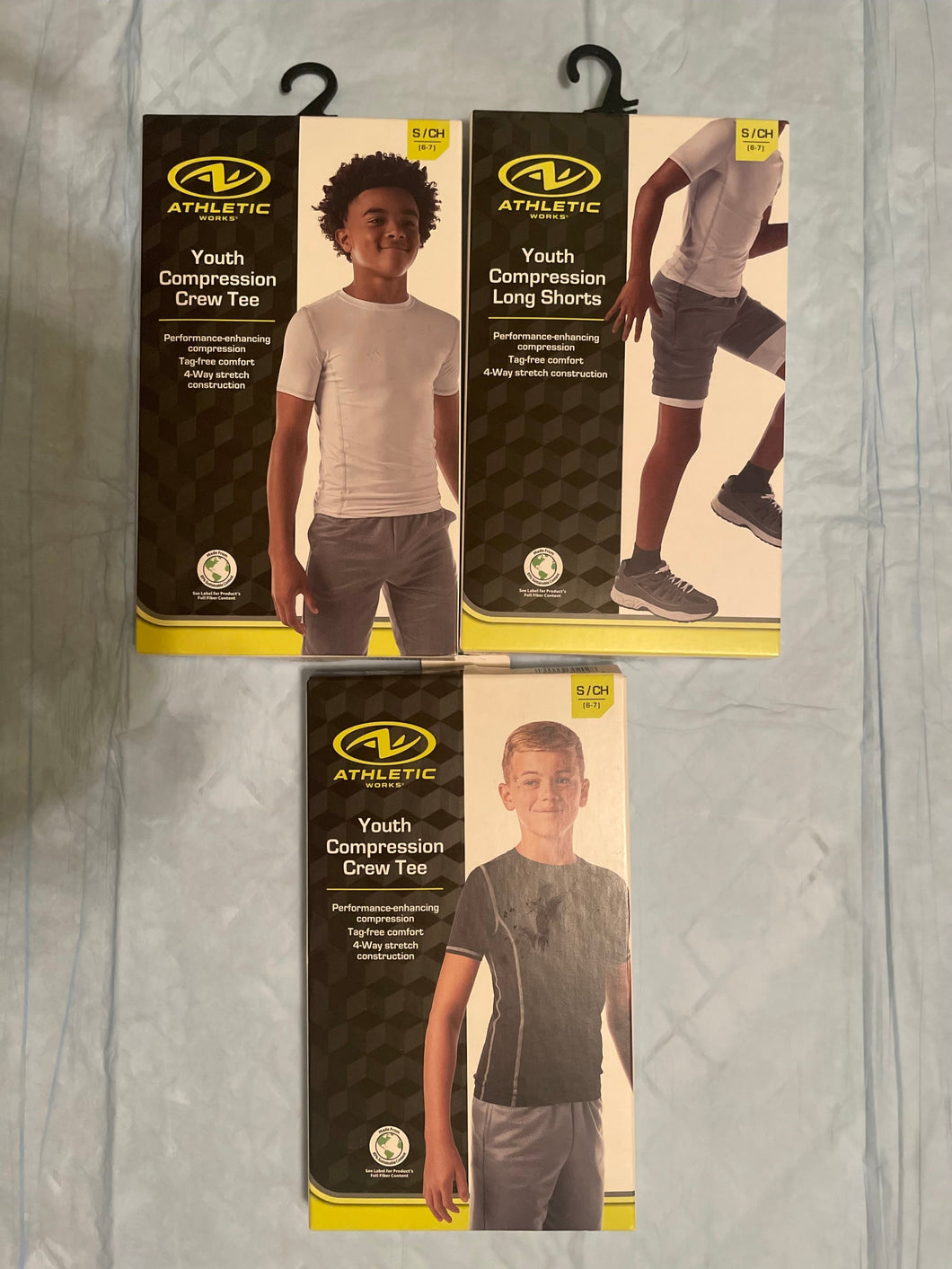 Youth Compression Crew Tee & Long Shorts – Performance Activewear for Kids