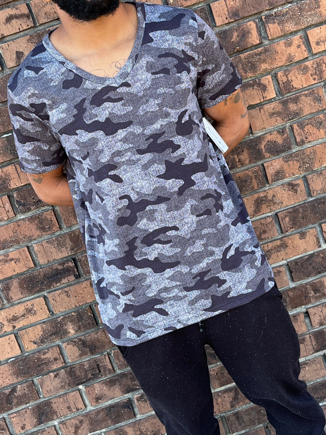 Unisex Camouflage V-Neck T-Shirt